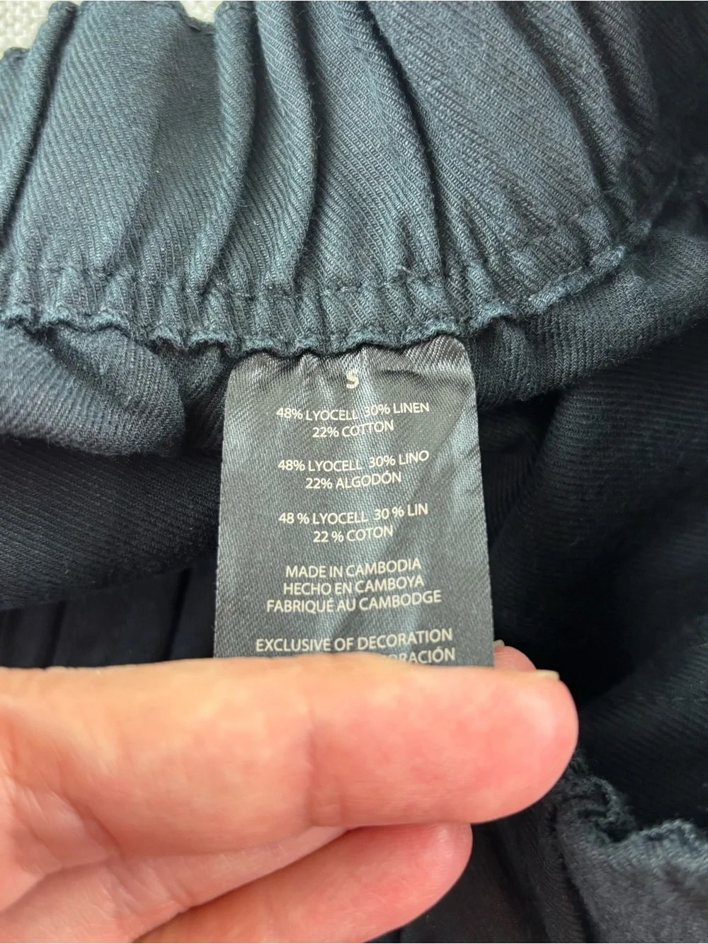 Banana Republic New women S linen blend tapered crop pants black elastic waist